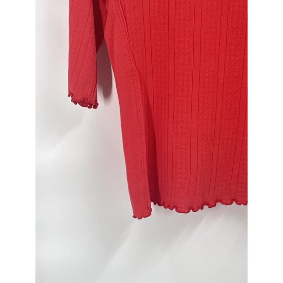 We the Free Red Ribbed Crop Top 3/4 Sleeve Sz M NWT $44 - Picture 2 of 7